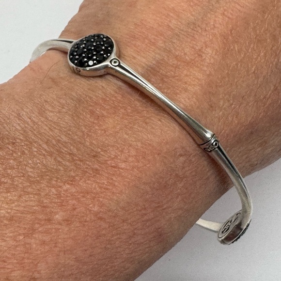 John Hardy 925 Lava Colorway Black Sapphire 3 Station Bamboo Bangle Bracelet - Picture 3 of 7